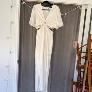 Abercrombie & Fitch Cream Cutout Maxi Dress with Ring Detail